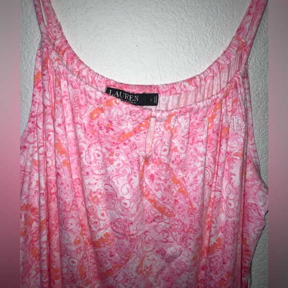 Lauren Ralph Lauren Women's Short Nightgown, Pink Paisley, Large - Picture 5 of 9